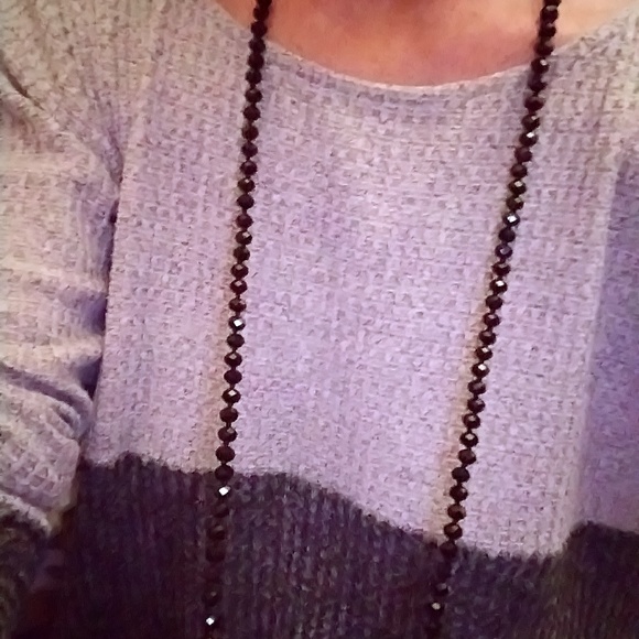 VINTAGE FACETED ONYX NECKLACE - Picture 2 of 4